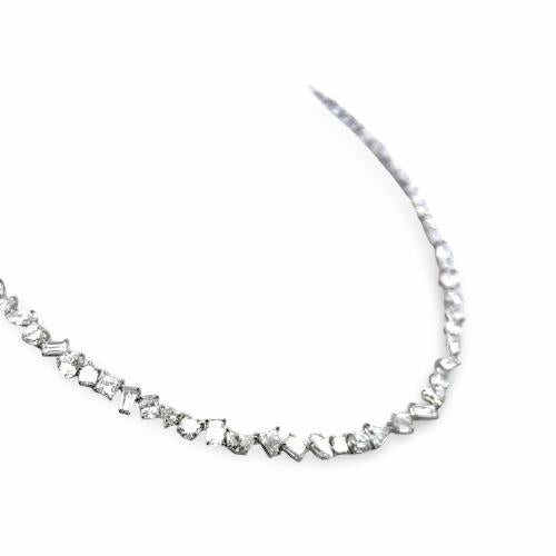 Platinum Tennis Necklace with 35.74 Carat Mixed Cut GIA Diamonds G-H Vs to SI