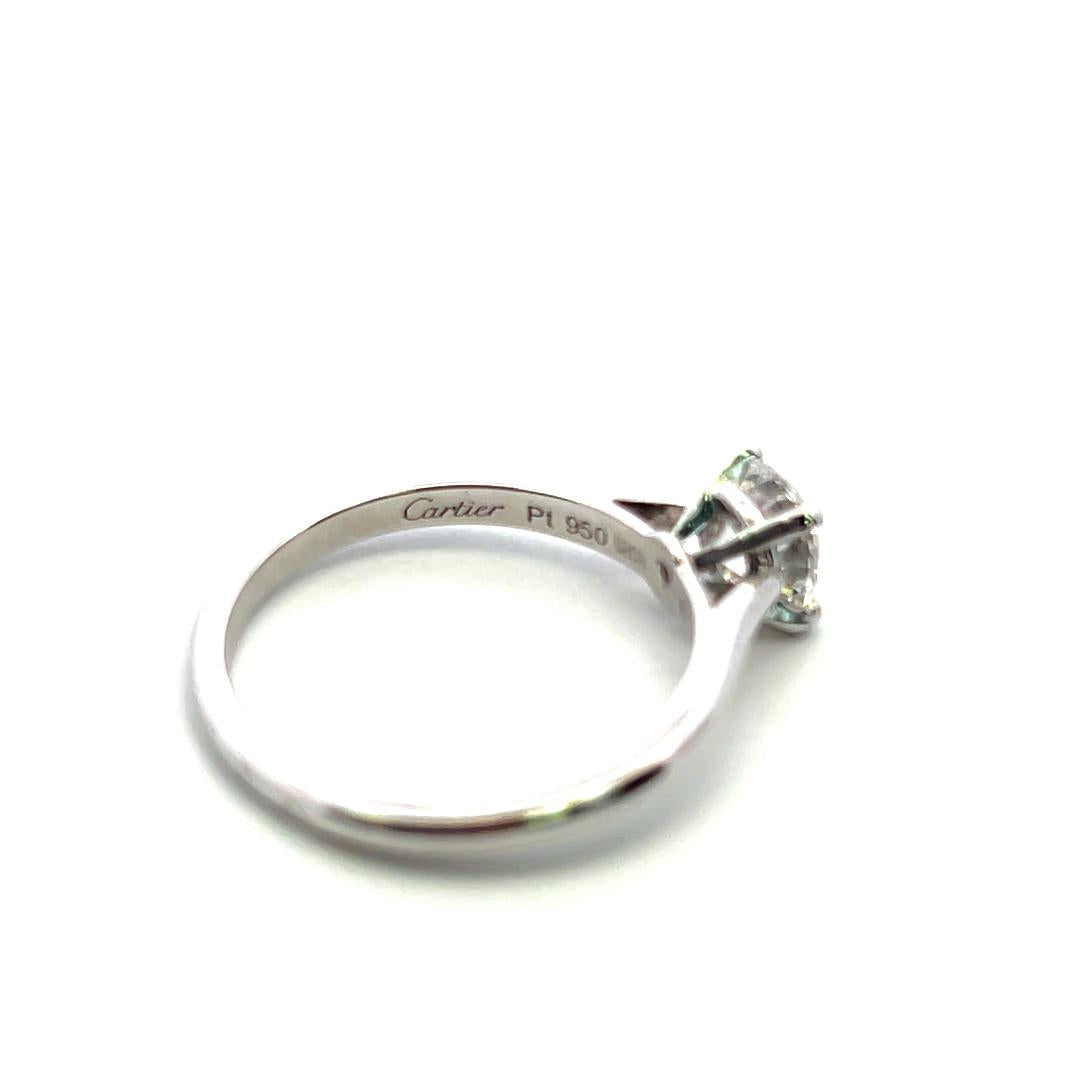 Cartier Platinum Engagement Ring with 0.74 Carat Round Diamond G VVS2 GIA