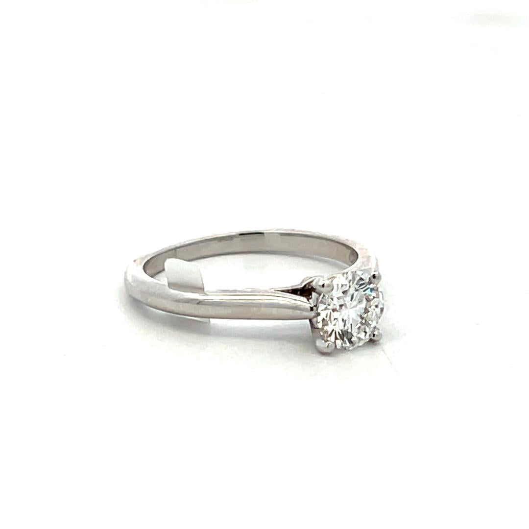Cartier Platinum Engagement Ring with 0.74 Carat Round Diamond G VVS2 GIA