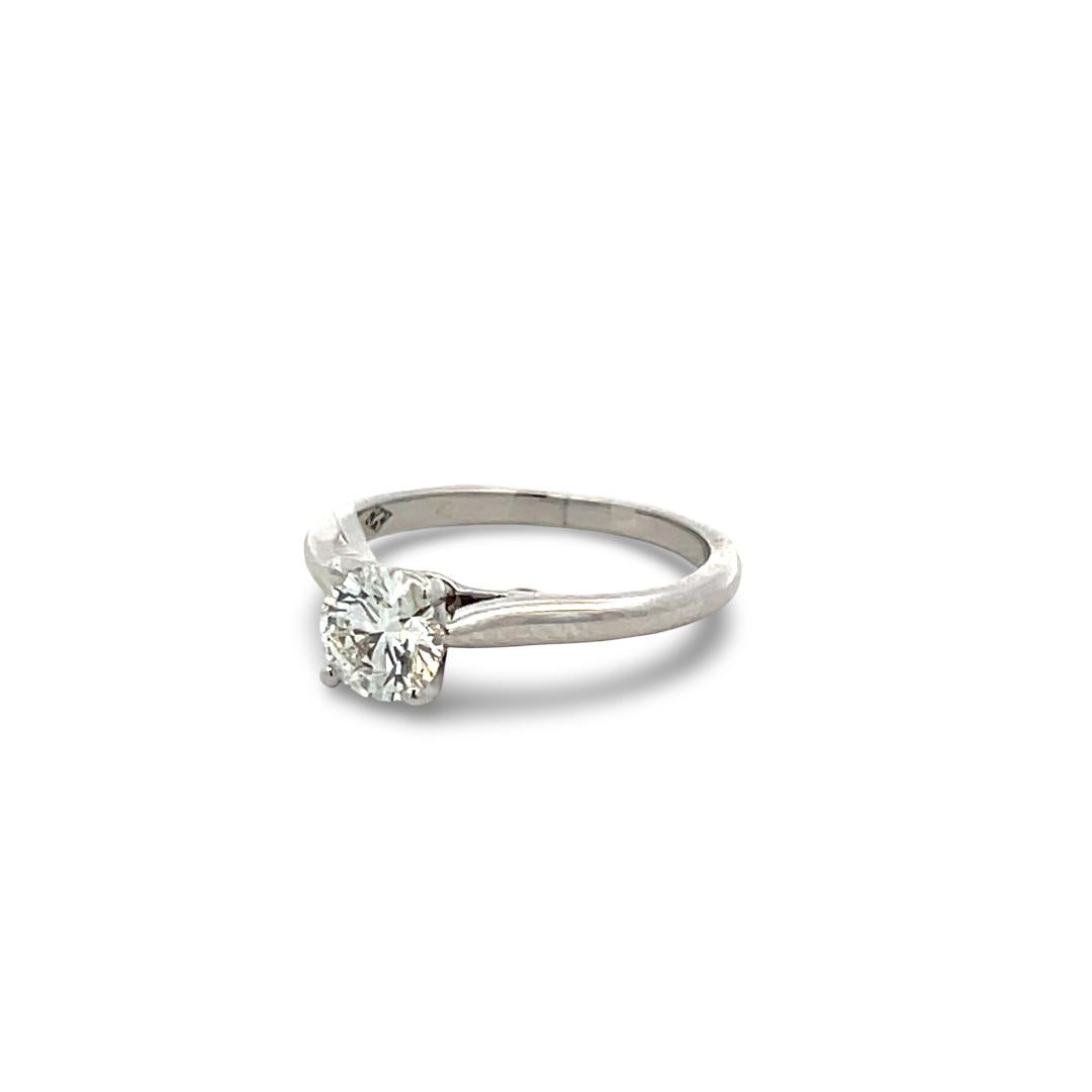 Cartier Platinum Engagement Ring with 0.74 Carat Round Diamond G VVS2 GIA