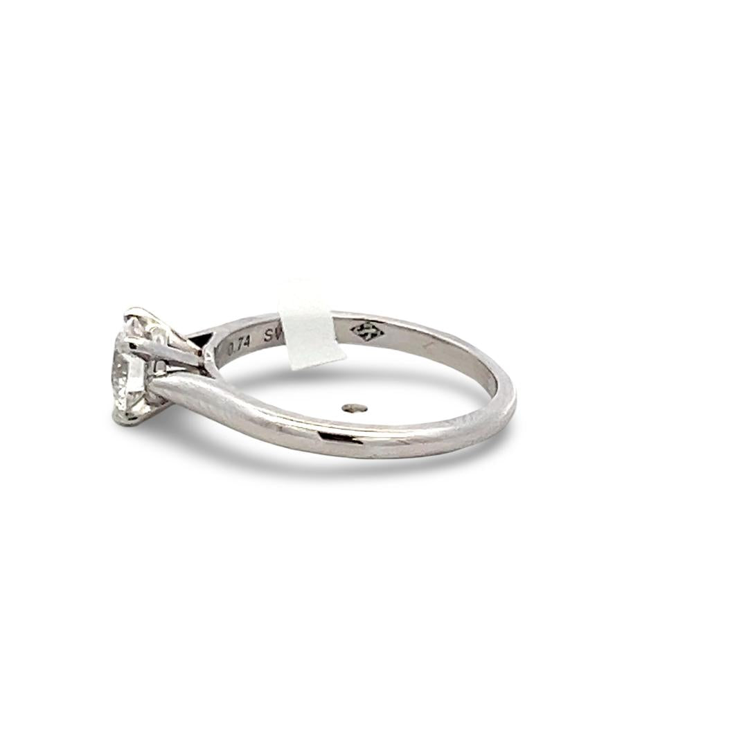 Cartier Platinum Engagement Ring with 0.74 Carat Round Diamond G VVS2 GIA