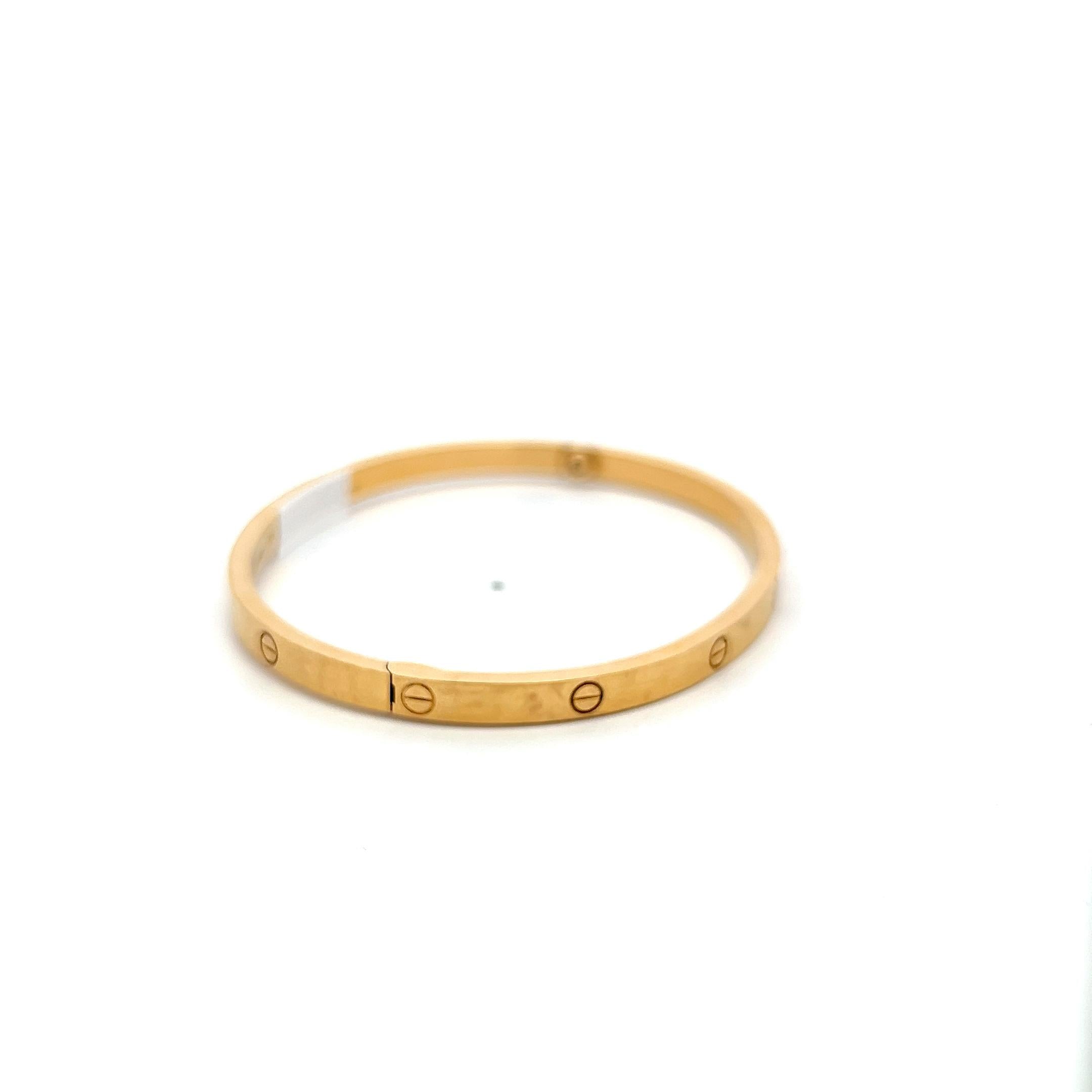 Cartier Vintage 18 Karat Yellow Gold Love Bracelet Size 17 with Certificate