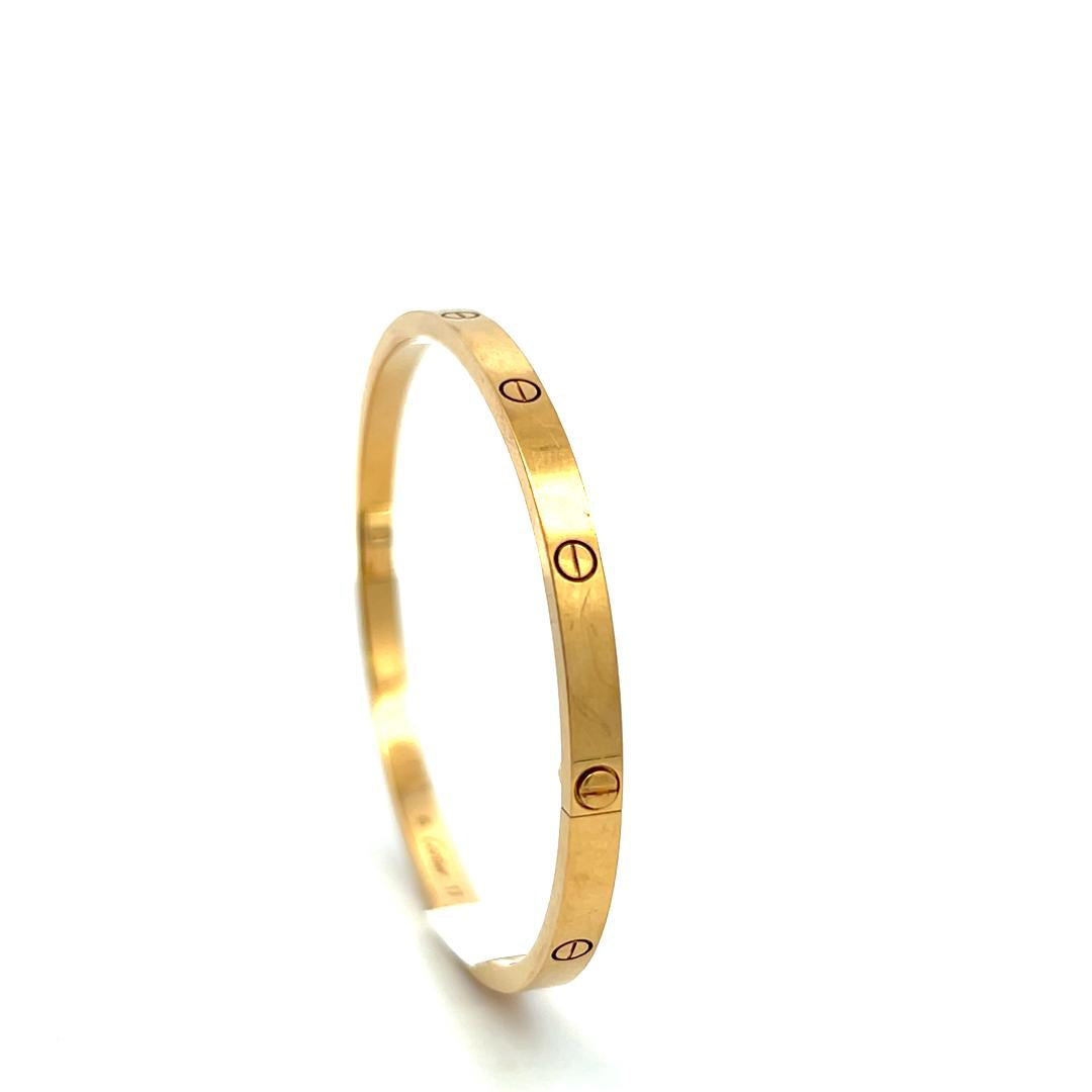 Cartier Vintage 18 Karat Yellow Gold Love Bracelet Size 17 with Certificate
