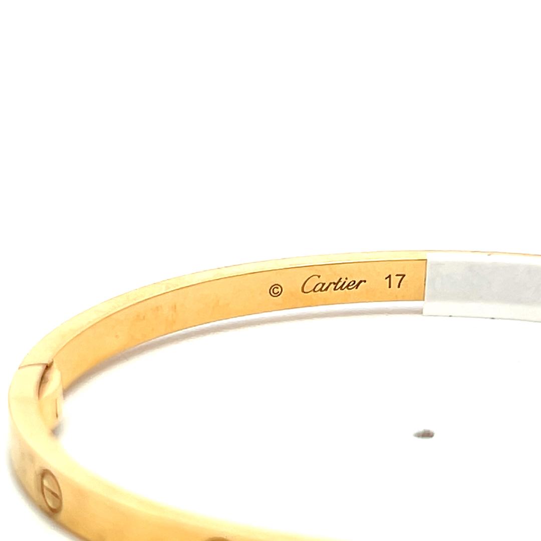 Cartier Vintage 18 Karat Yellow Gold Love Bracelet Size 17 with Certificate