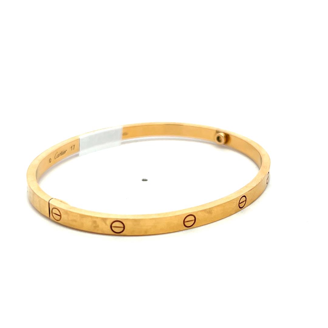 Cartier Vintage 18 Karat Yellow Gold Love Bracelet Size 17 with Certificate