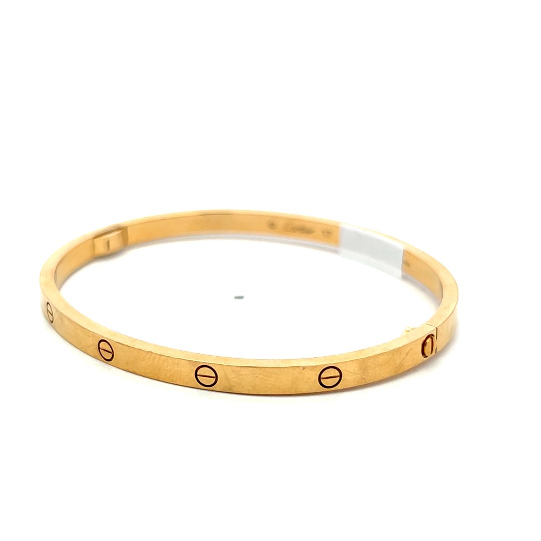 Cartier Vintage 18 Karat Yellow Gold Love Bracelet Size 17 with Certificate