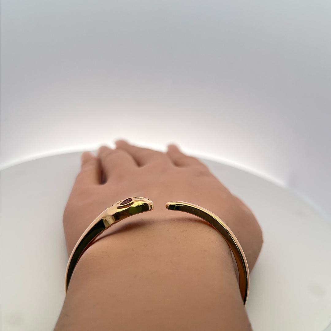 18K Rose Gold Bangle Bracelet with 0.25 Carat Diamonds and 0.32 Carat Tourmaline