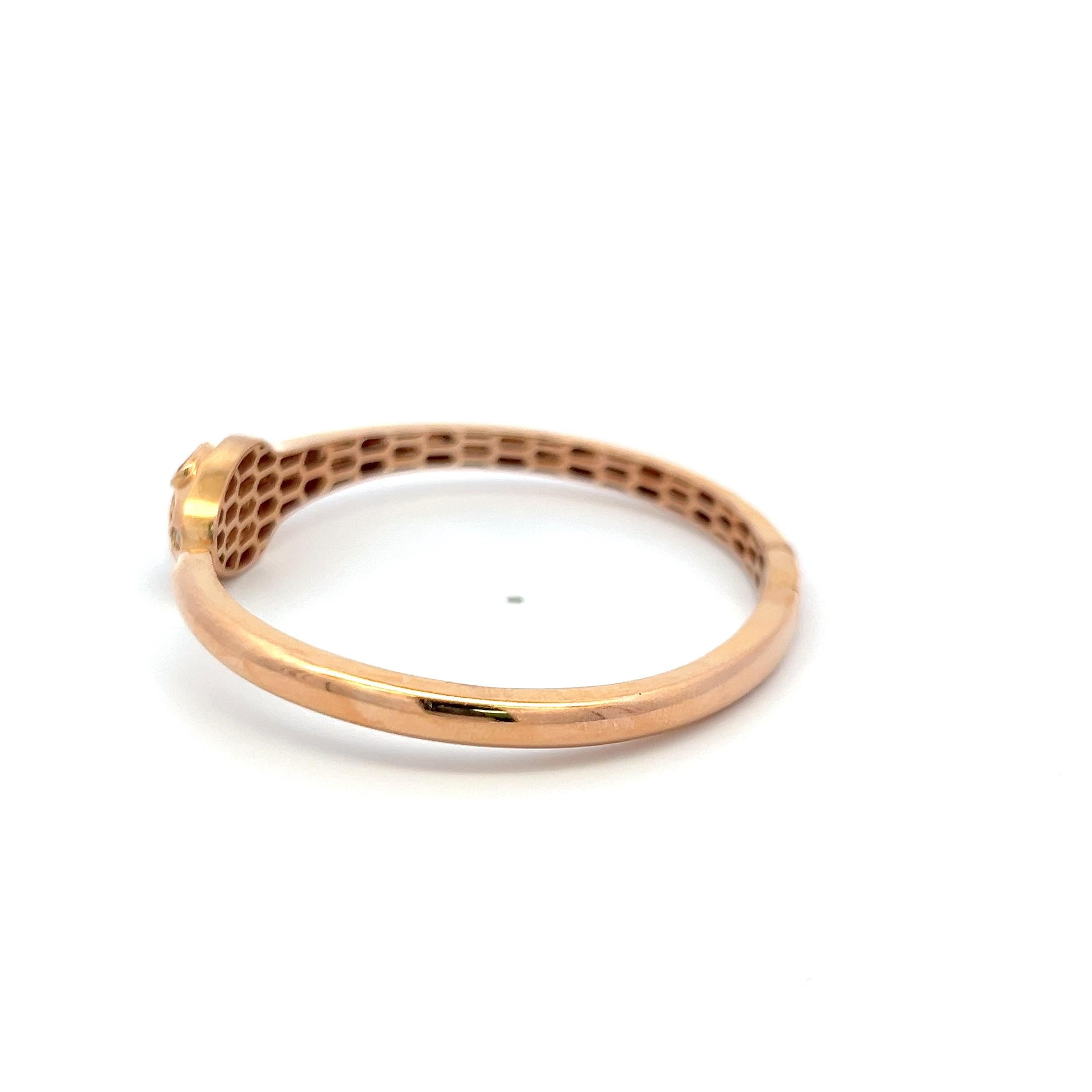 18K Rose Gold Bangle Bracelet with 0.25 Carat Diamonds and 0.32 Carat Tourmaline