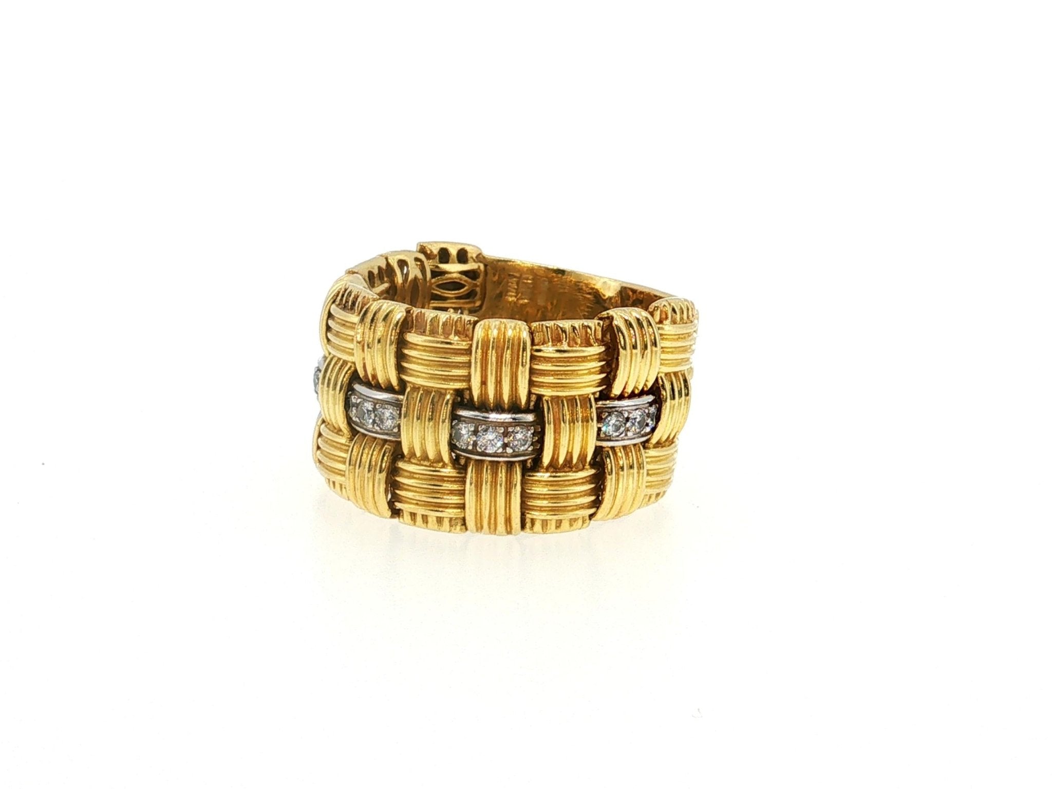 Roberto Coin 18K Yellow Gold Band Ring with 0.38 Carat Round H VS Diamonds