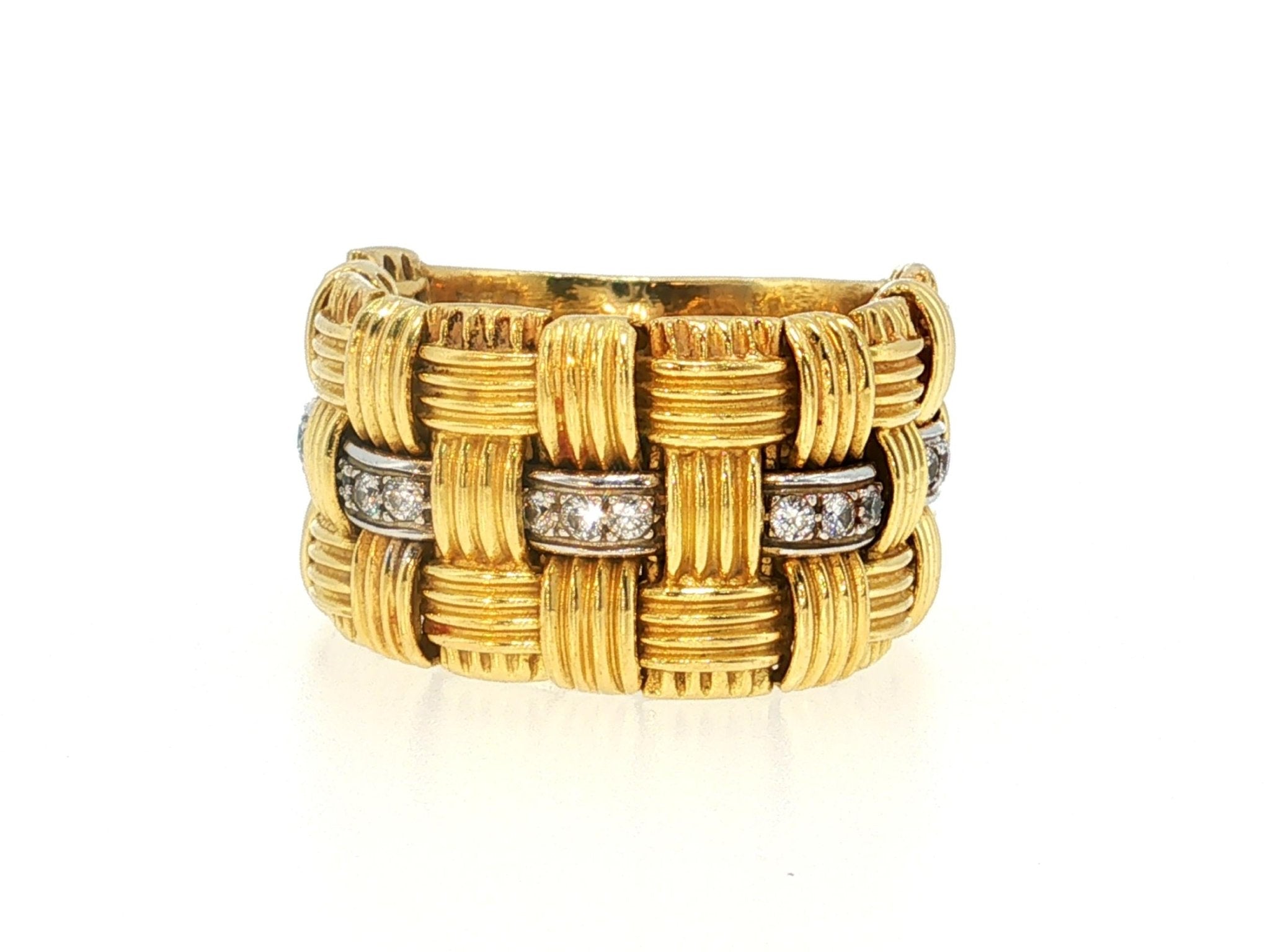 Roberto Coin 18K Yellow Gold Band Ring with 0.38 Carat Round H VS Diamonds