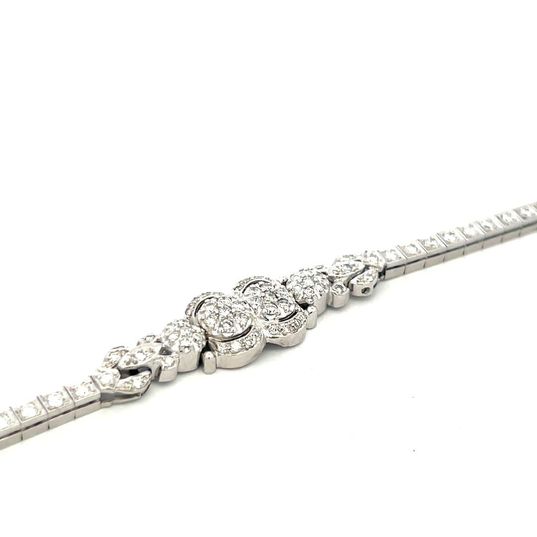 2.60 Carat Old European Cut Diamond Platinum Art Deco Bracelet