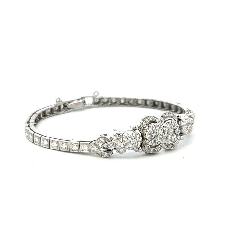 2.60 Carat Old European Cut G SI1 Diamond Platinum Art-Deco Bracelet