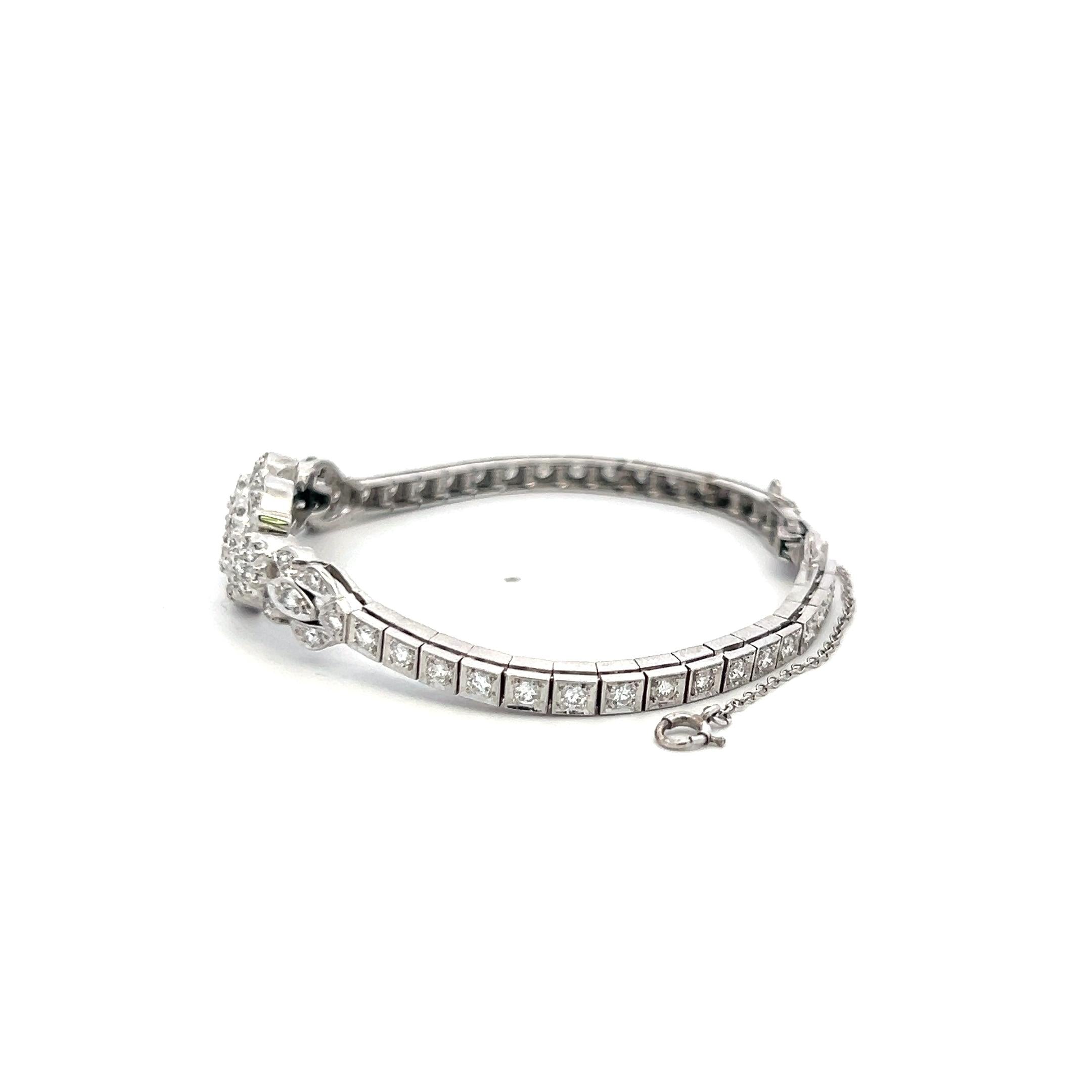 2.60 Carat Old European Cut Diamond Platinum Art Deco Bracelet