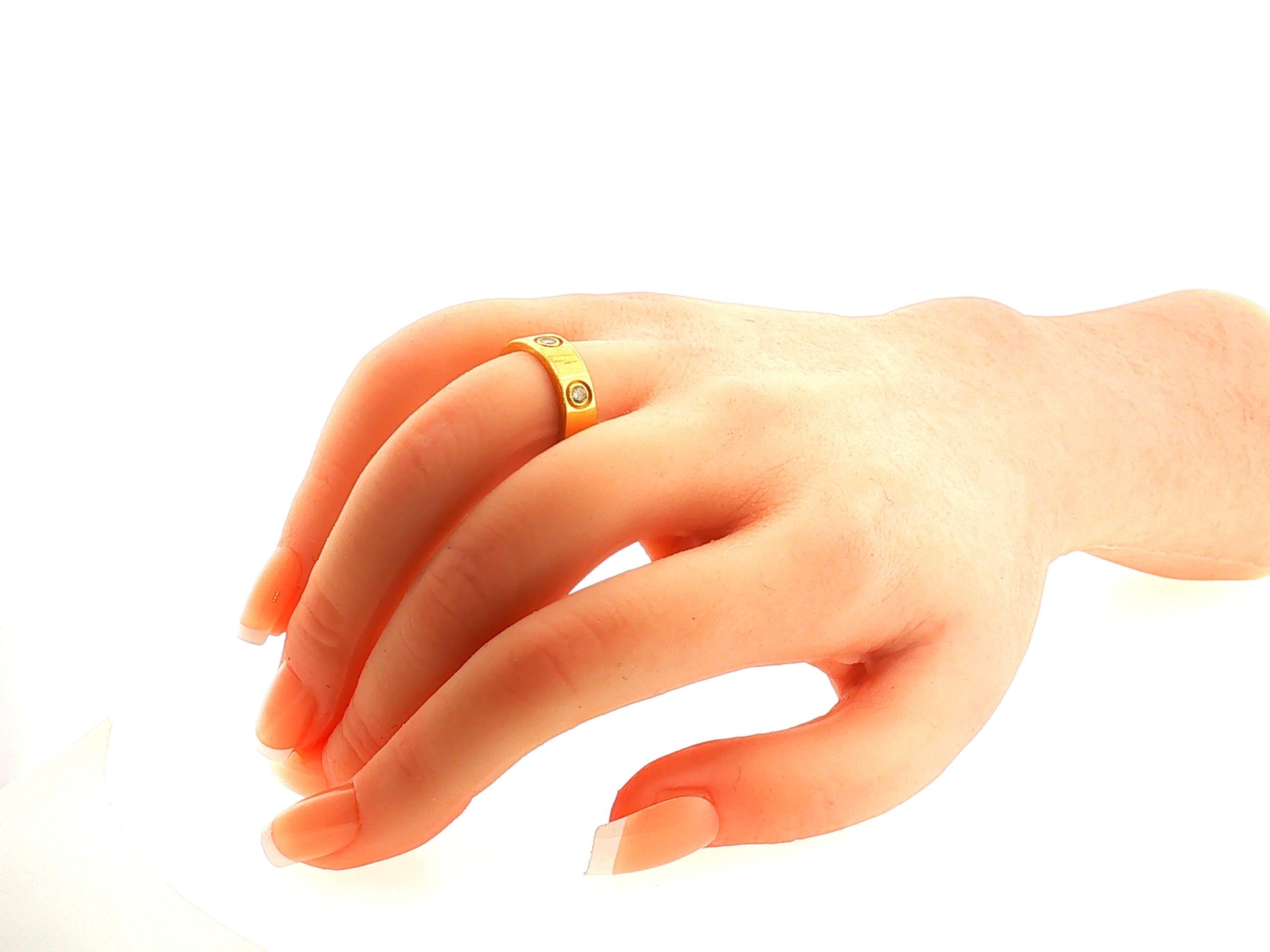 Cartier 18K Yellow Gold Love Ring with 0.42 Carat Round F VS Diamonds Size 4.5