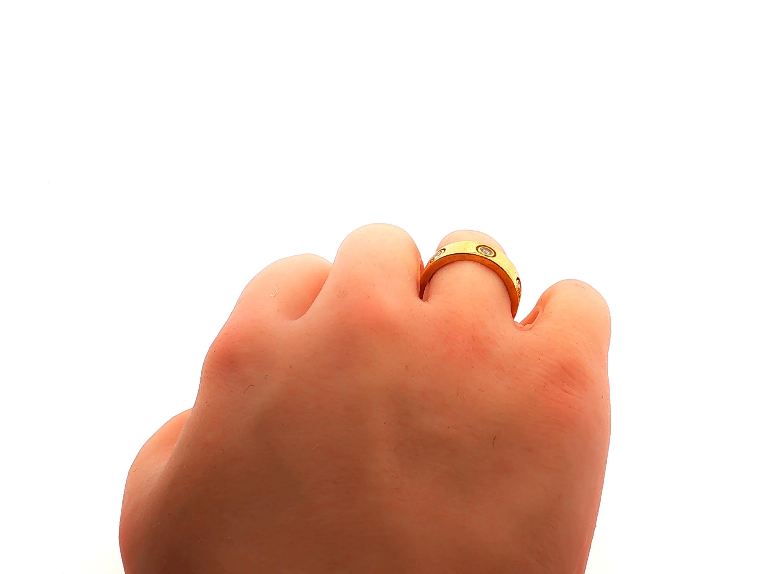 Cartier 18K Yellow Gold Love Ring with 0.42 Carat Round F VS Diamonds Size 4.5