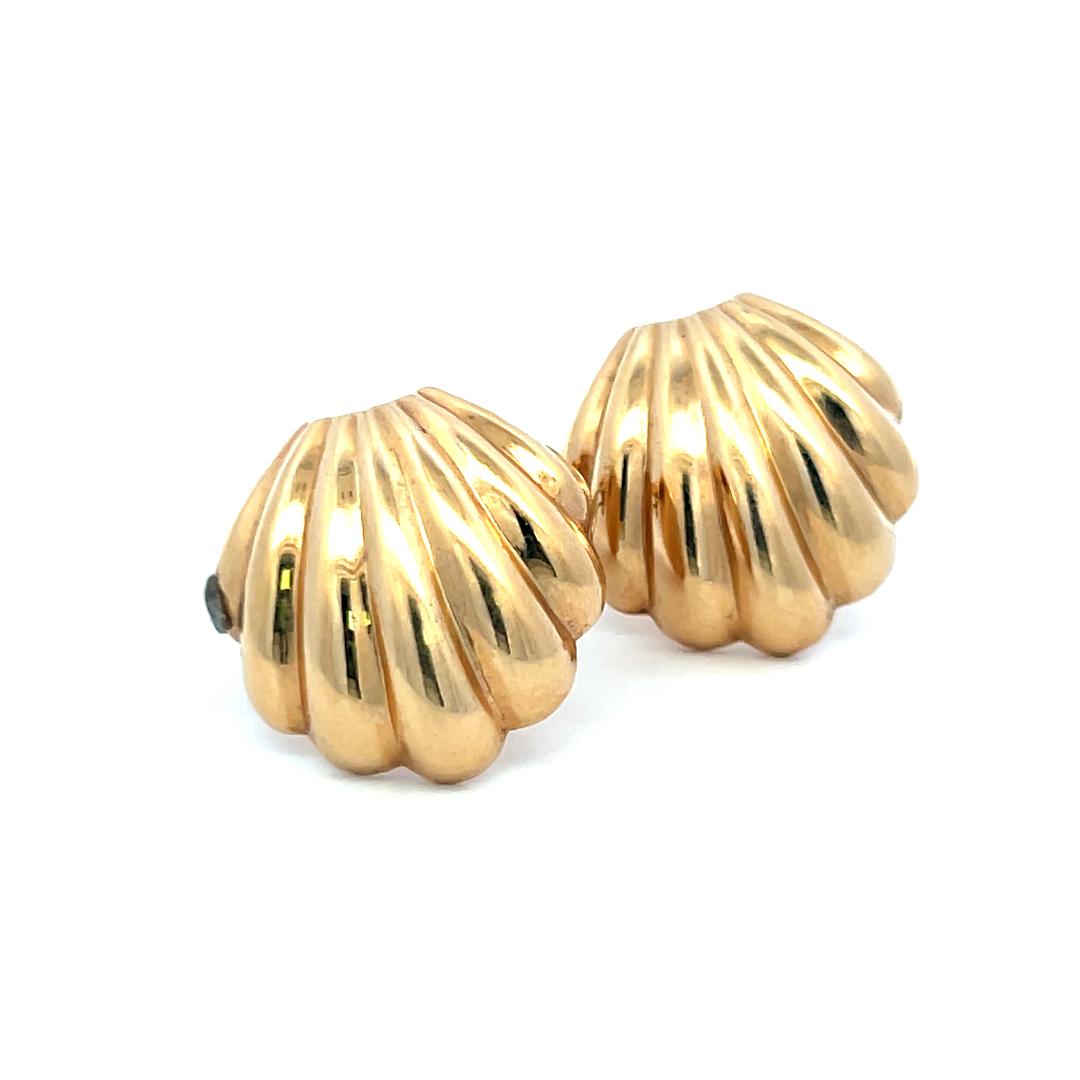Vintage 14K Yellow Gold Shell-Form Clip-On Earrings – 8.4 Grams