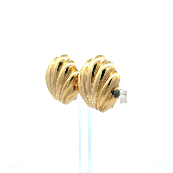 Vintage 14K Yellow Gold Shell-Form Clip-On Earrings – 8.4 Grams