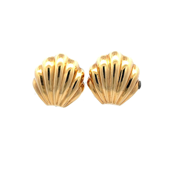 Vintage 14K Yellow Gold Shell-Form Clip-On Earrings – 8.4 Grams