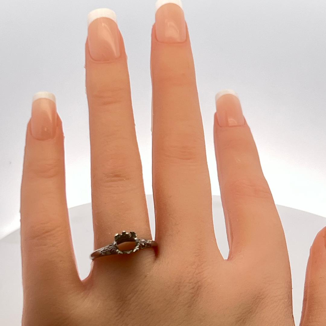 0.05 Carat Old European Cut G SI Diamond Platinum Semi Mount Ring