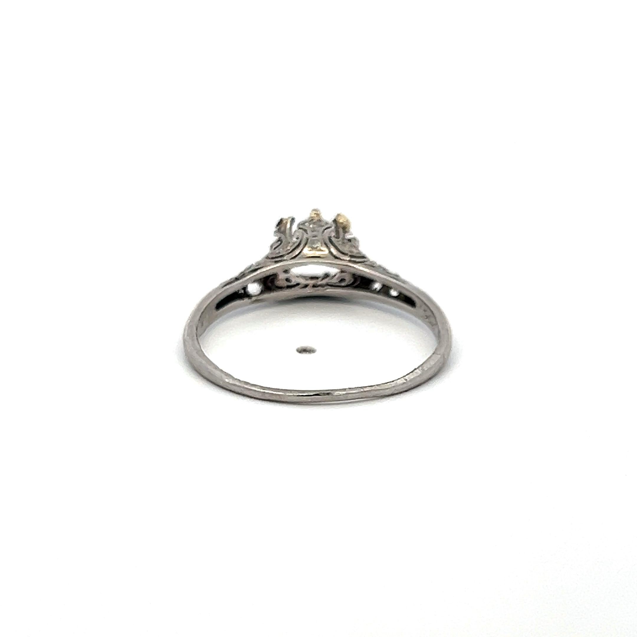 0.05 Carat Old European Cut G SI Diamond Platinum Semi Mount Ring