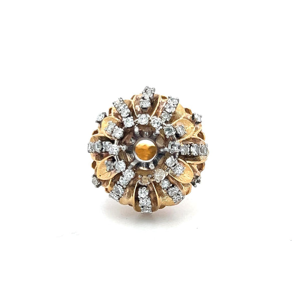 1.50 Carat Round Brilliant G VS2 Diamond 18 Karat Yellow Gold Semi Mount Ring
