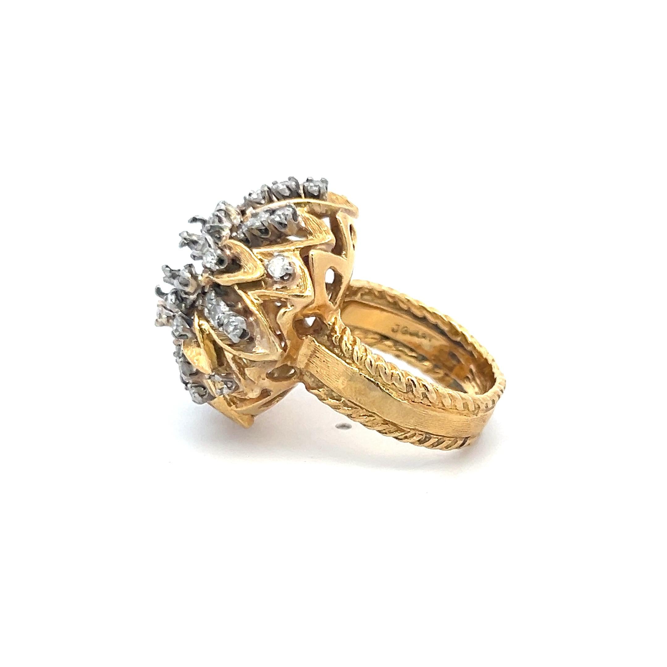 1.50 Carat Round Brilliant G VS2 Diamond 18 Karat Yellow Gold Semi Mount Ring