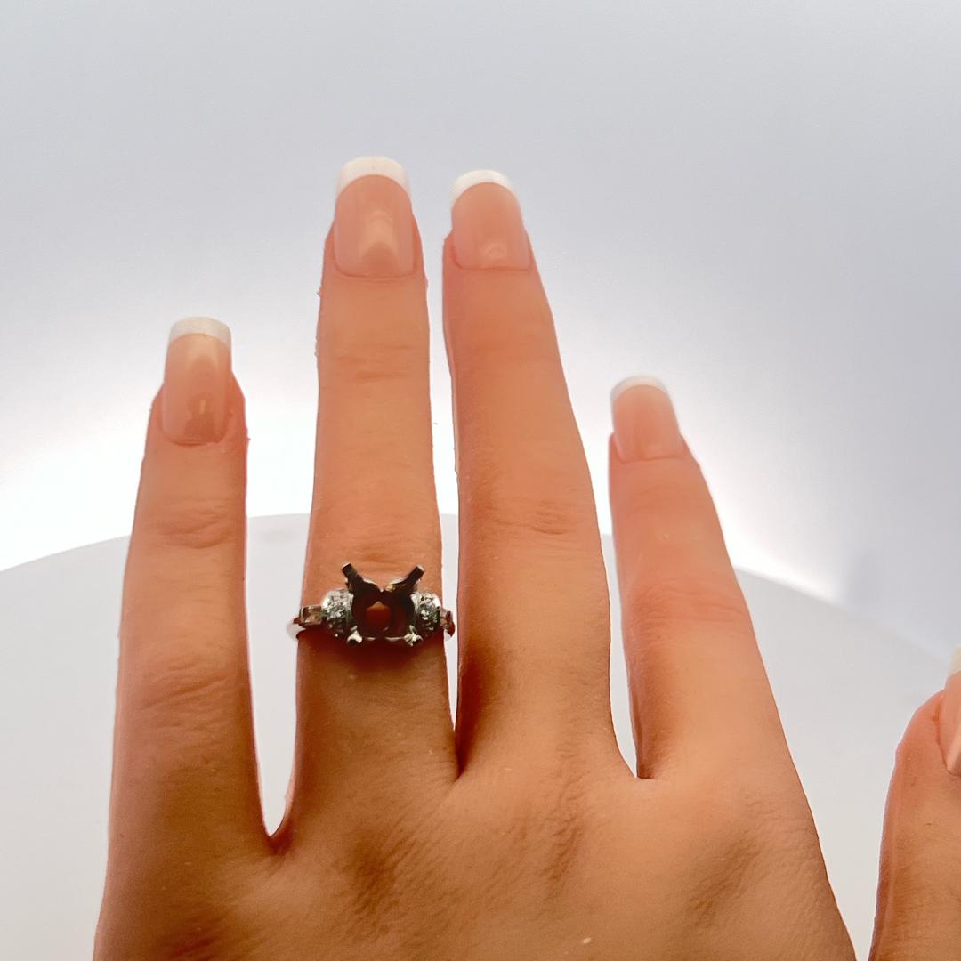 0.35ct Baguette & Circular Brilliant Diamond Platinum Semi-Mount Ring