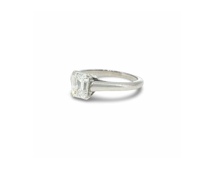 Tiffany & Co Platinum Engagement Ring with 0.85ct Emerald Cut Diamond F VVS1 GIA