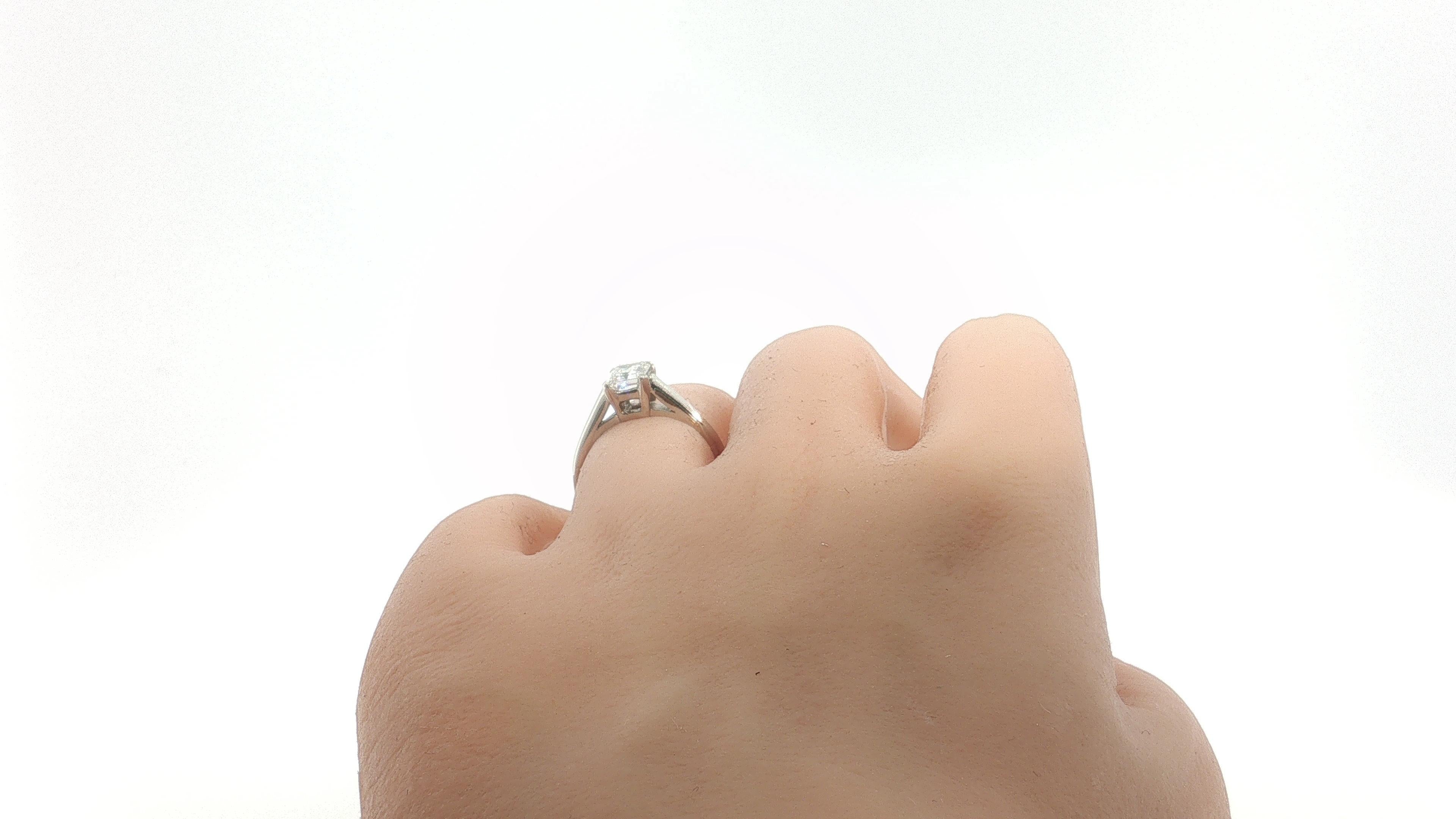 Tiffany & Co Platinum Engagement Ring with 0.85ct Emerald Cut Diamond F VVS1 GIA