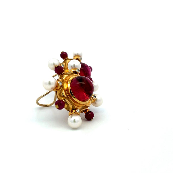 Elizabeth Gage 2.00ct Tourmaline & 0.24ct Diamond 18K Gold Clip-On Earrings