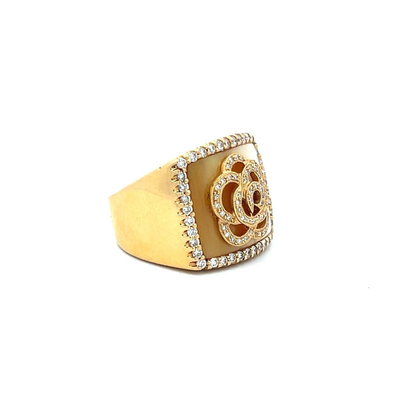 0.77 Carat Round Brilliant G SI1 Diamond 18 Karat Yellow Gold Cocktail Ring