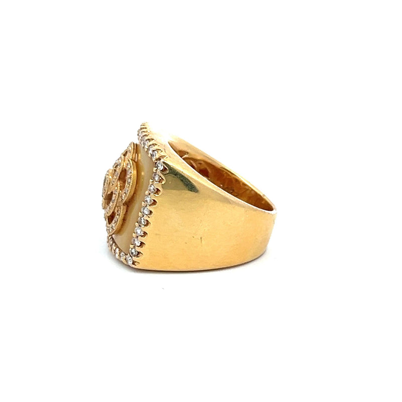 0.77 Carat Round Brilliant G SI1 Diamond 18 Karat Yellow Gold Cocktail Ring