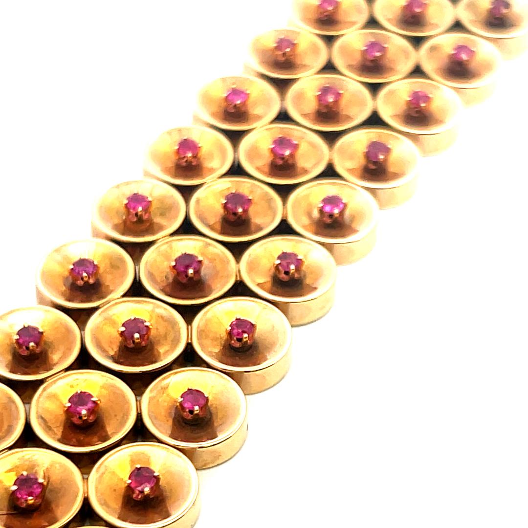 2.25ct Sapphire 14K Yellow Gold Wide Vintage Link Bracelet 63.7g