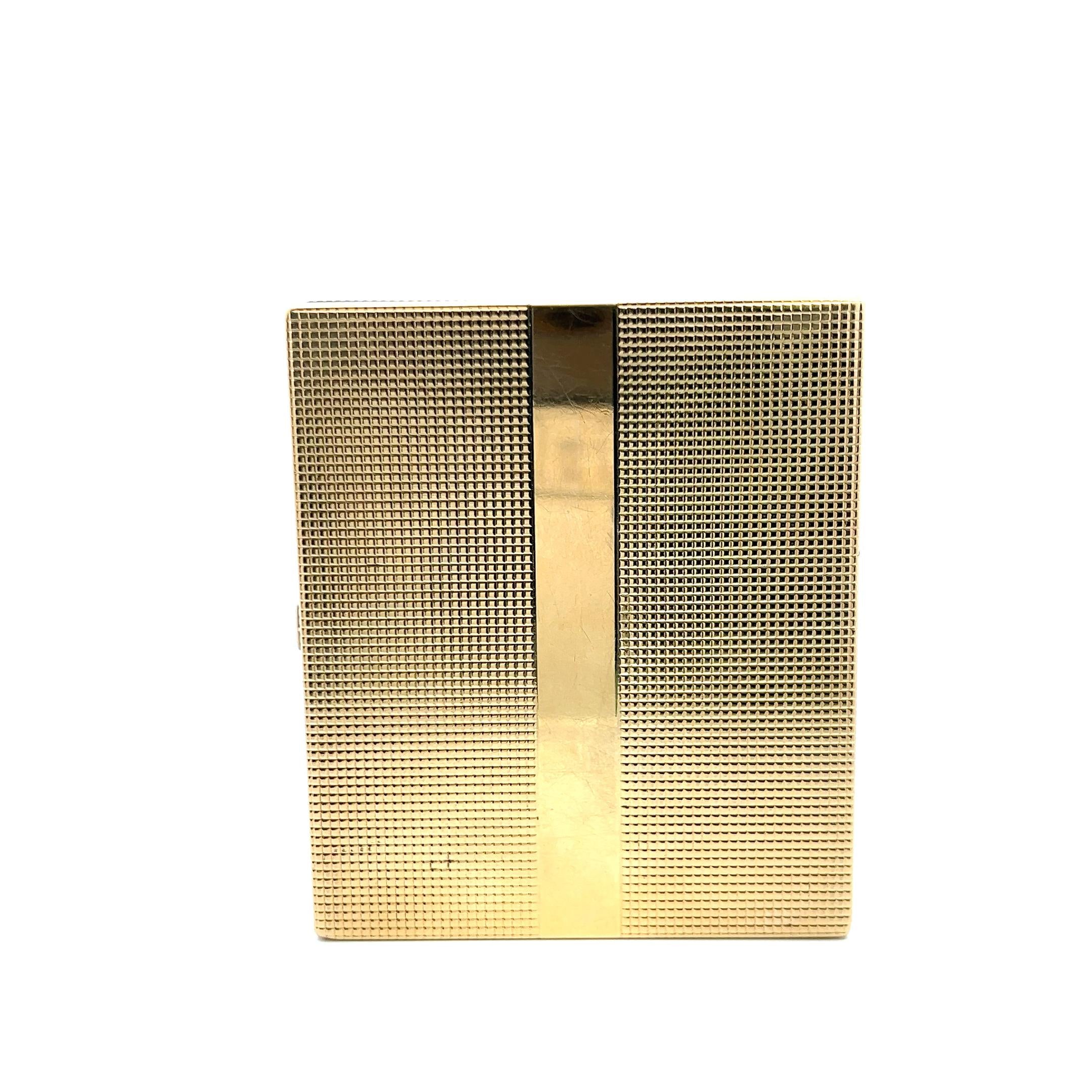 14K YG Cigarette Box with 0.14 Carat Diamonds & 2.98 Carat Sapphire 123.9g