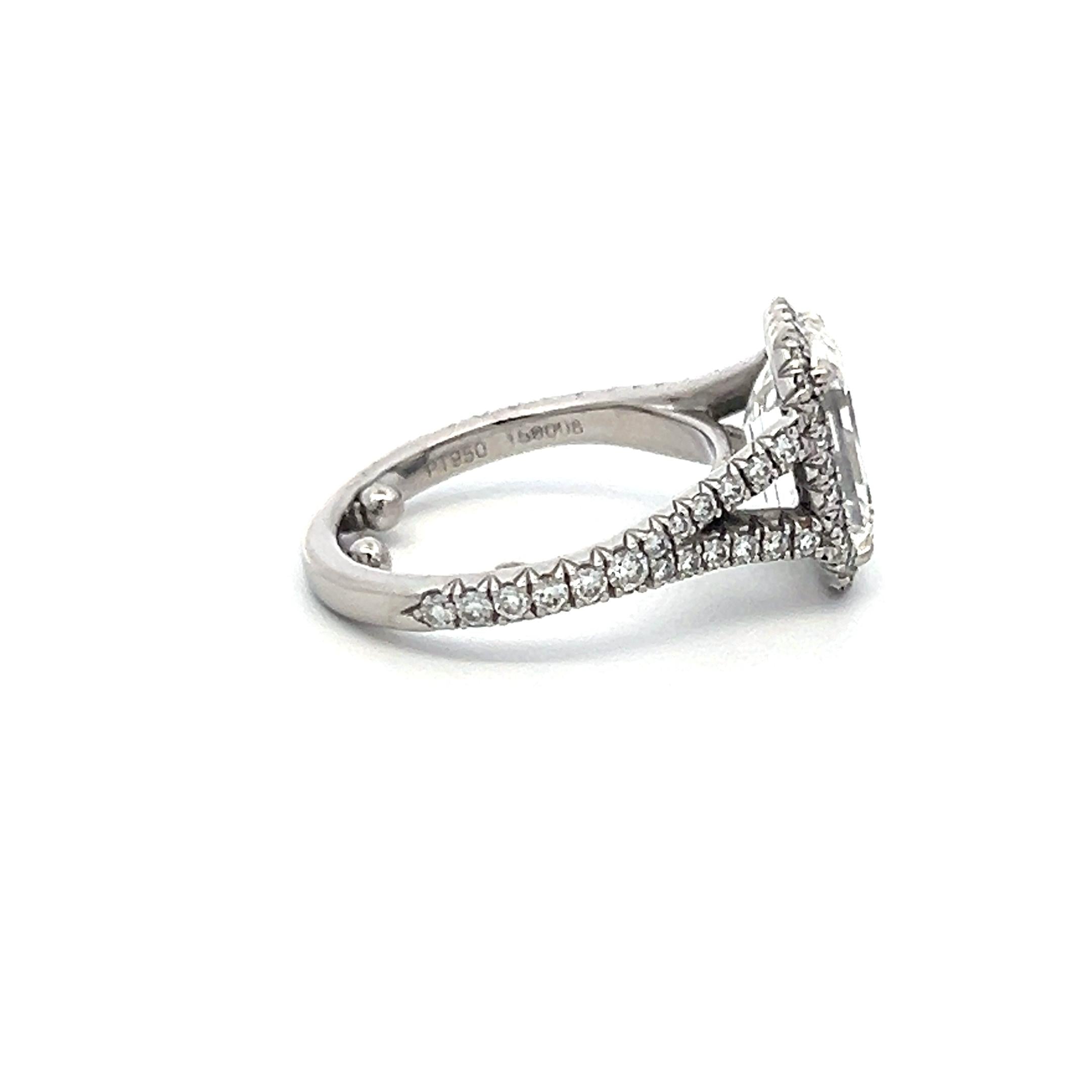Kwiat Platinum Engagement Ring 3.14ct Emerald Cut & Round Diamonds G VS2 GIA