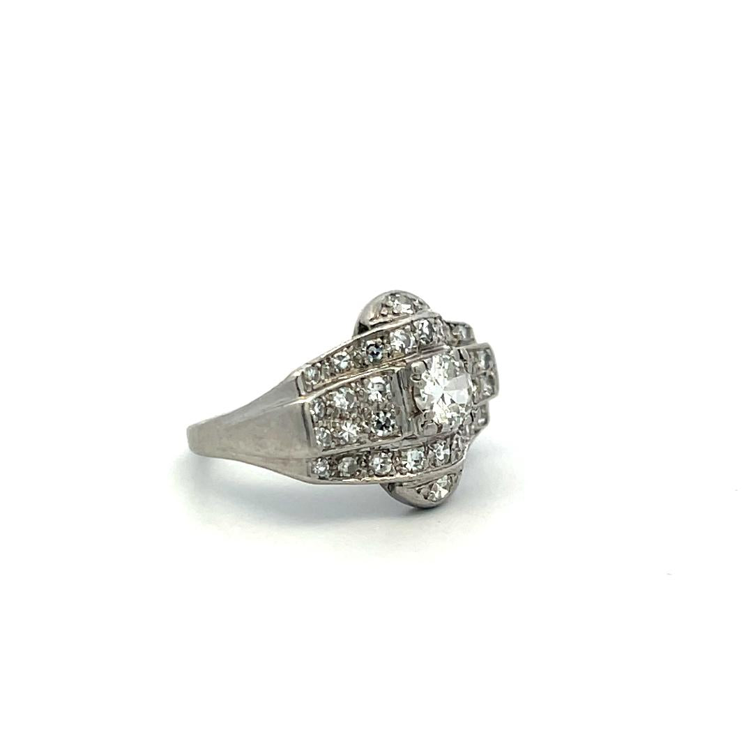 1.56ct Old European Cut Diamond Platinum Art Deco Engagement Ring