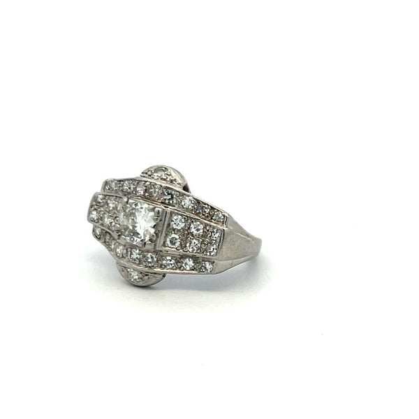 1.56ct Old European Cut Diamond Platinum Art Deco Engagement Ring