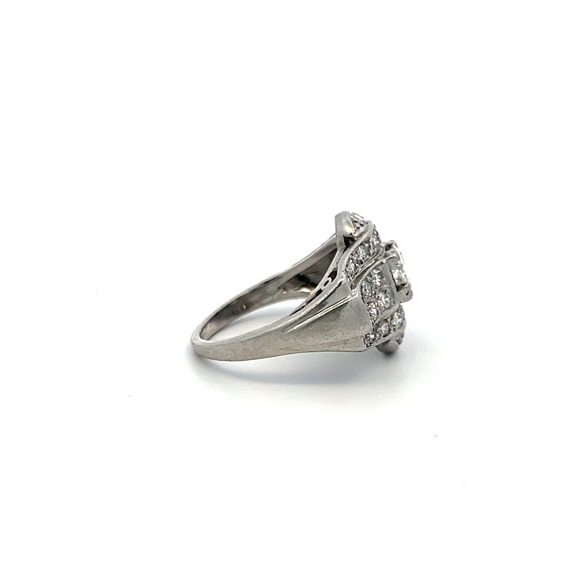 1.56ct Old European Cut Diamond Platinum Art Deco Engagement Ring