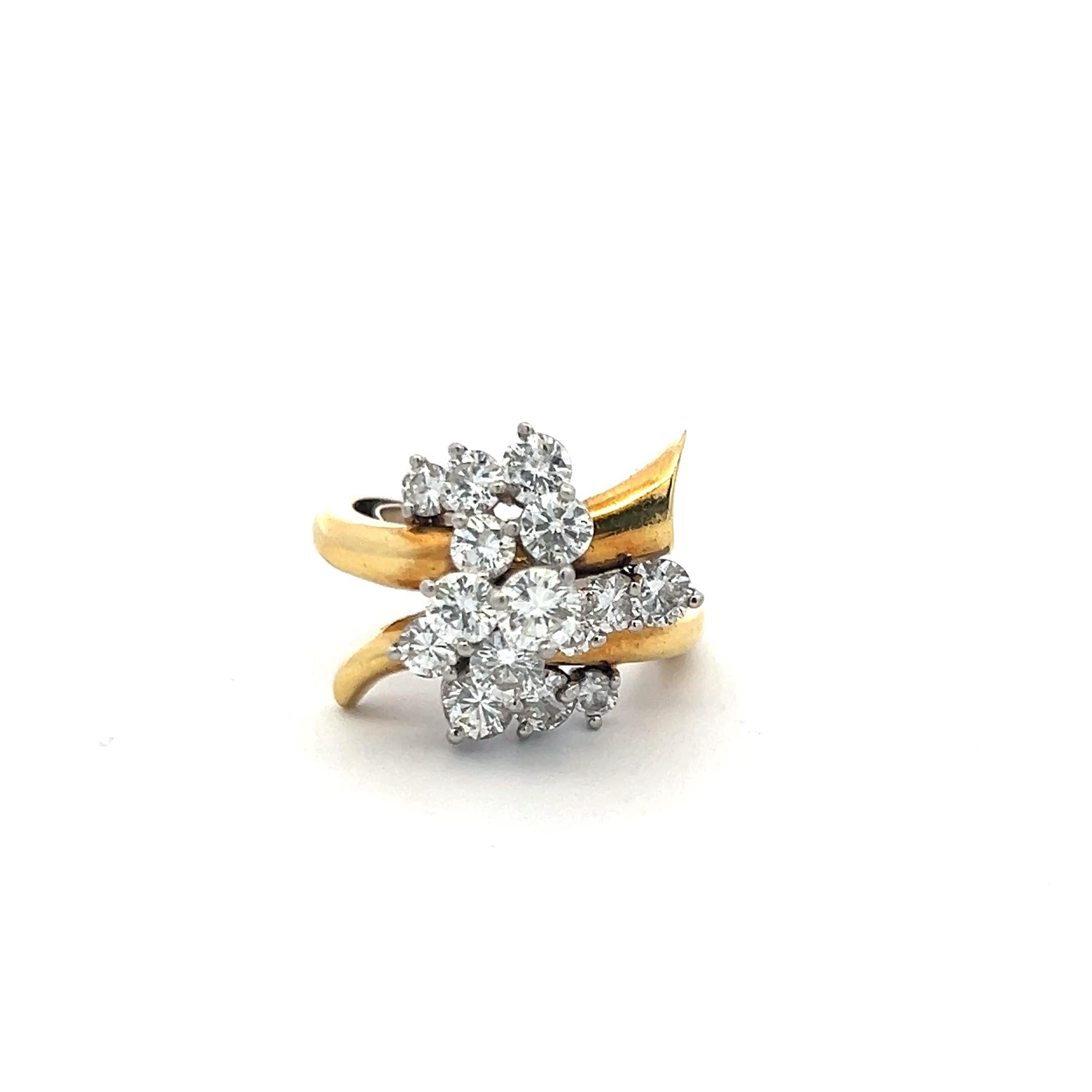 2.00 Carat Round Brilliant I VS Diamond 18 Karat Yellow Gold Cocktail Ring