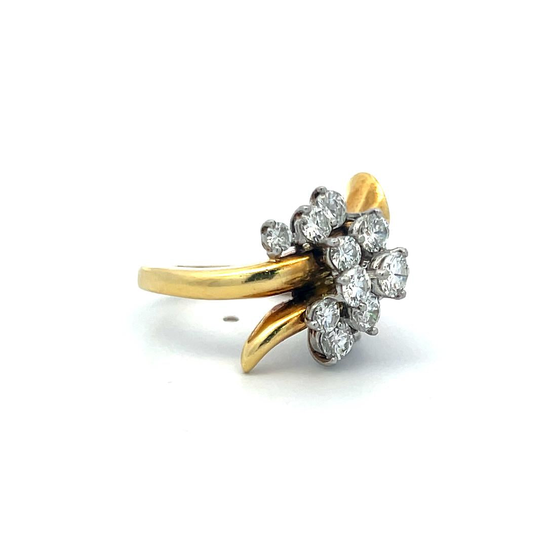 2.00 Carat Round Brilliant I VS Diamond 18 Karat Yellow Gold Cocktail Ring