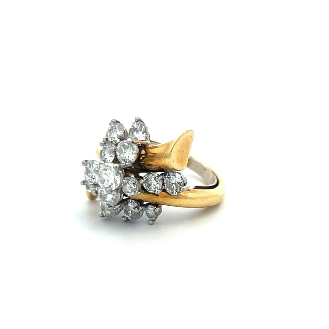 2.00 Carat Round Brilliant I VS Diamond 18 Karat Yellow Gold Cocktail Ring