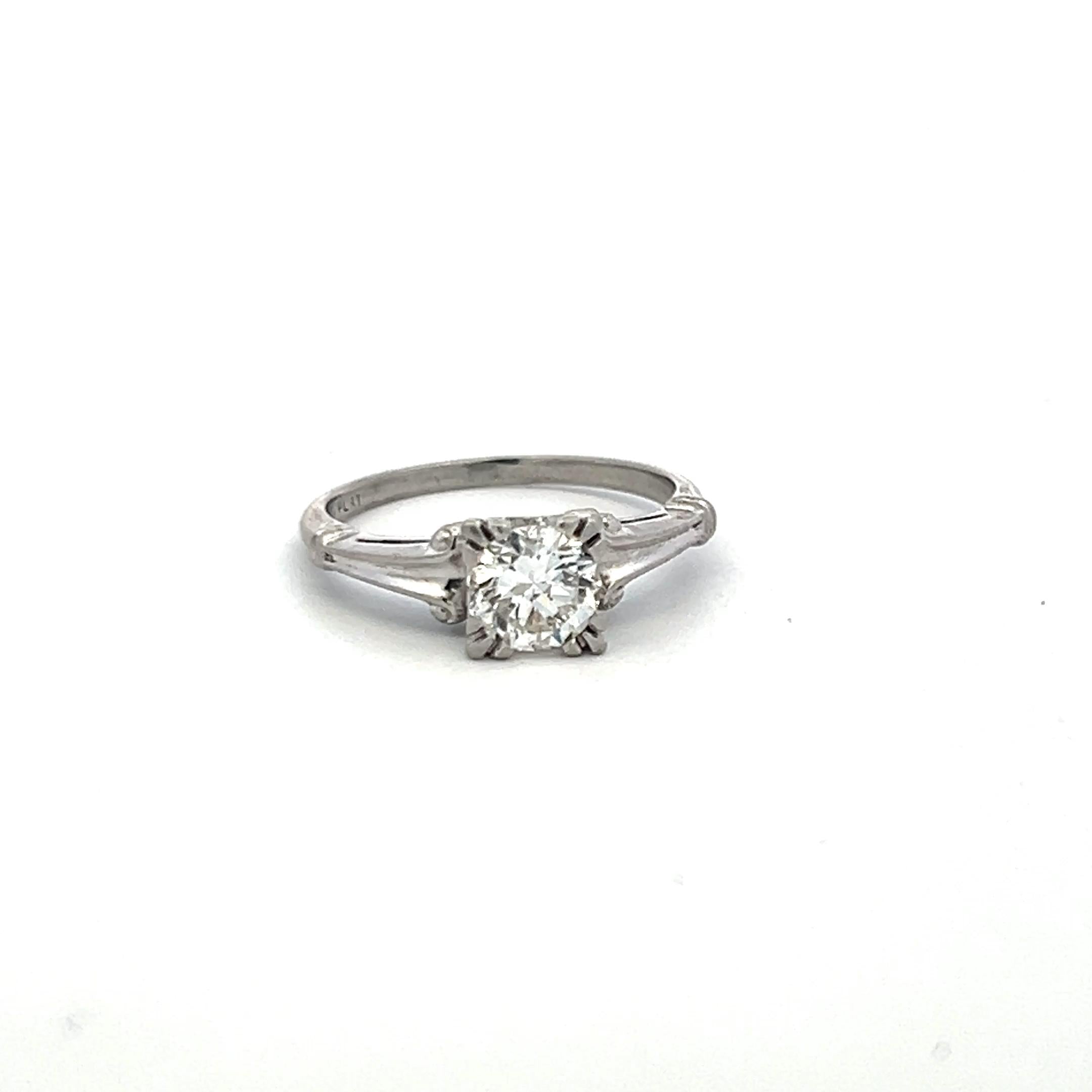 0.75ct Round Brilliant Diamond Platinum Engagement Ring – H VS Vintage Solitaire