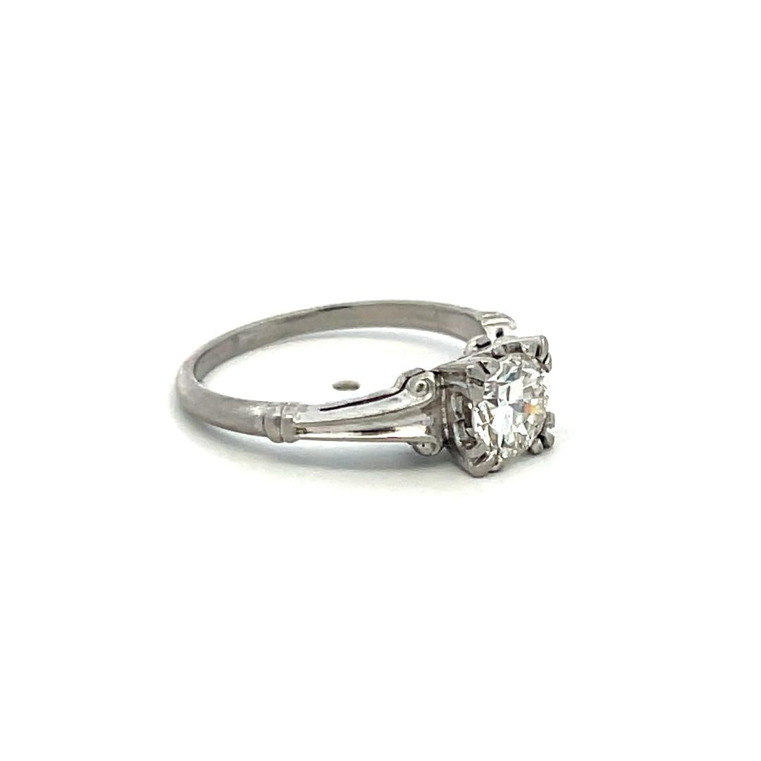 0.75ct Round Brilliant Diamond Platinum Engagement Ring – H VS Vintage Solitaire