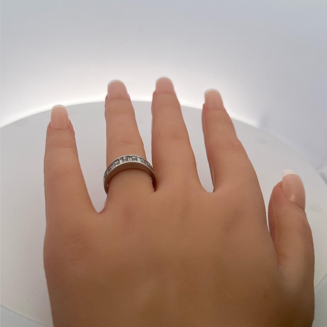 Estate Platinum Band Ring with 1.1 Carat Baguette Shape & Princes Cut Diamonds