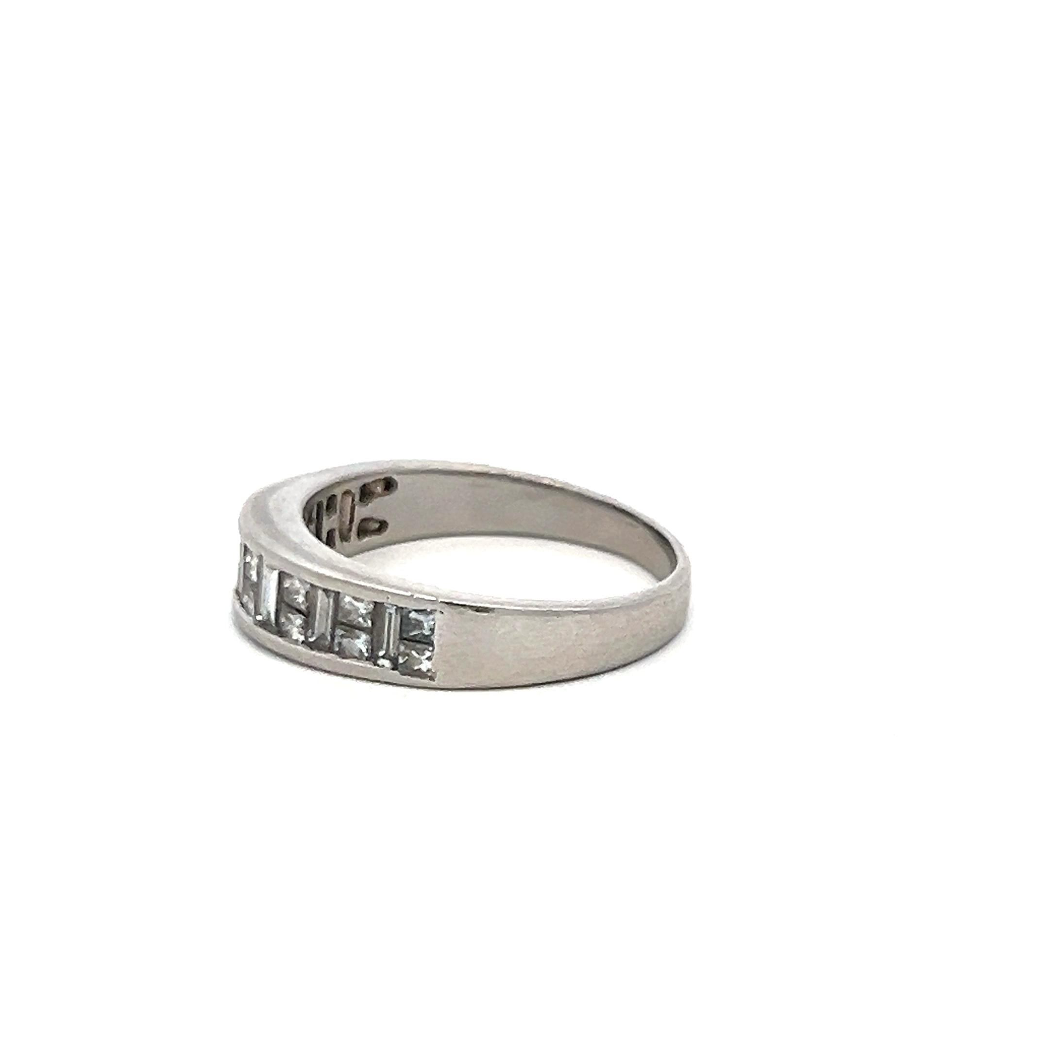 Estate Platinum Band Ring with 1.1 Carat Baguette Shape & Princes Cut Diamonds