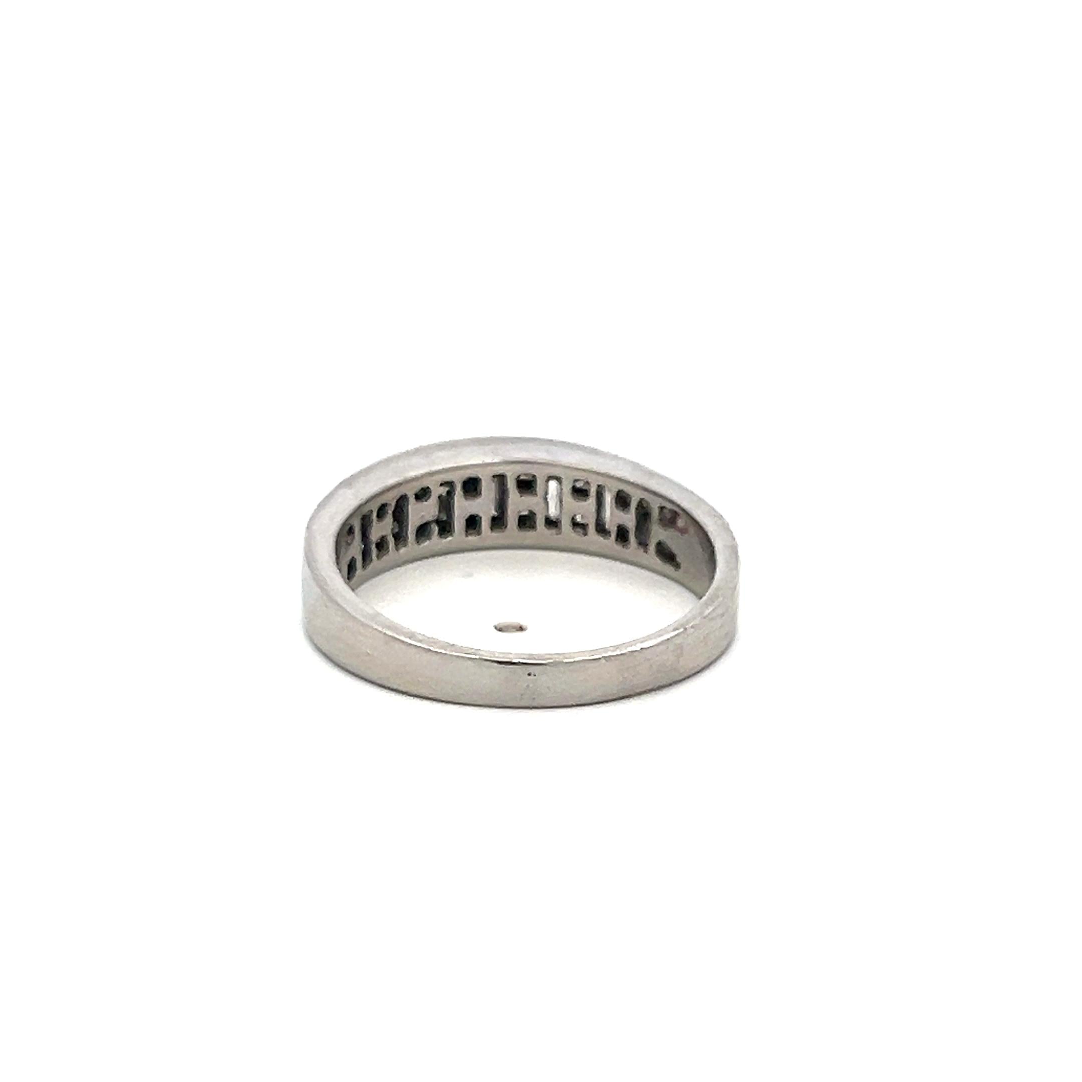Estate Platinum Band Ring with 1.1 Carat Baguette Shape & Princes Cut Diamonds