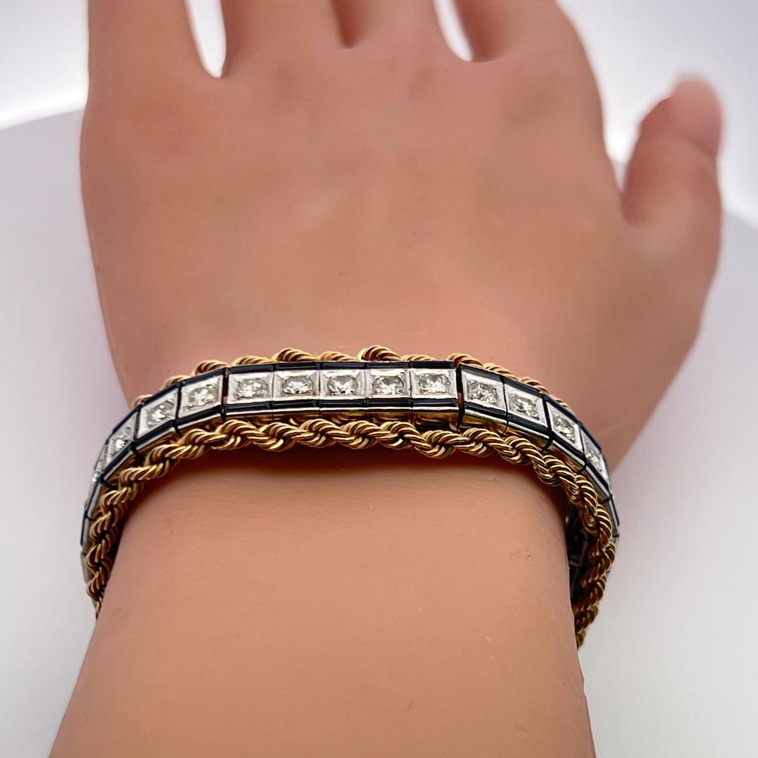 5.60ct Sapphire & 3.85ct Diamond Tennis Bracelet in 14K Two-Tone Gold (G SI)