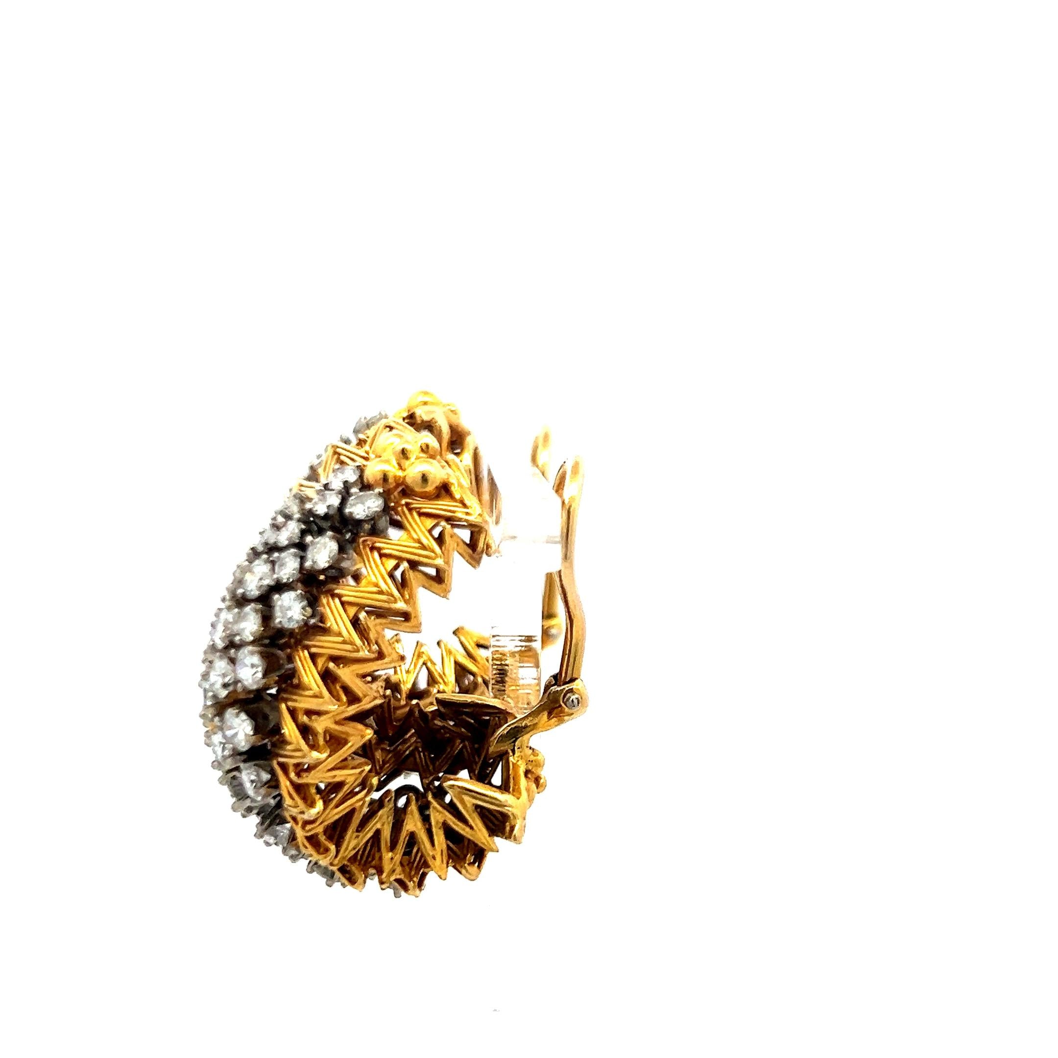 6.00ct Round Brilliant Diamond Clip-On Earrings in 18K Yellow Gold (I SI)