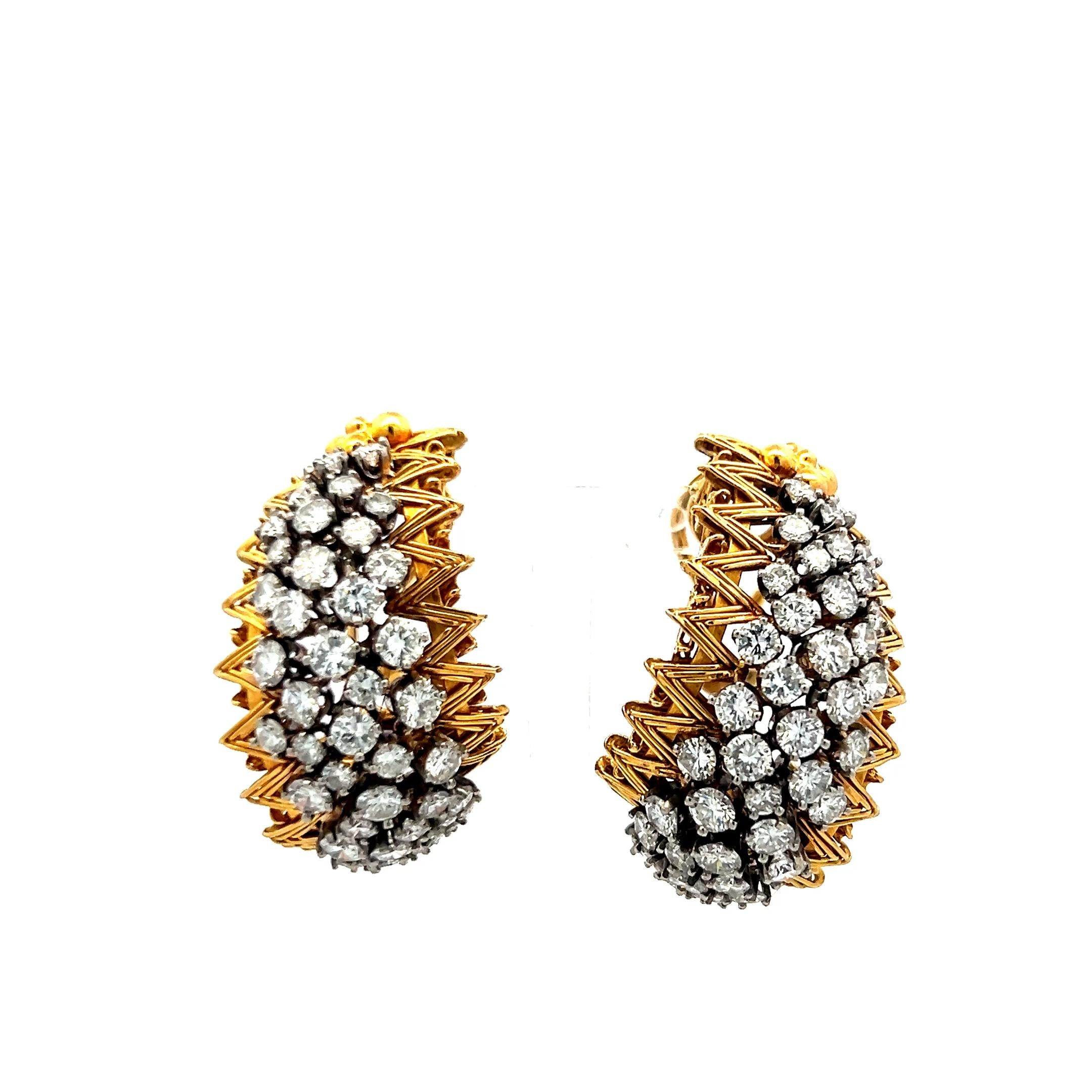 6.00ct Round Brilliant Diamond Clip-On Earrings in 18K Yellow Gold (I SI)