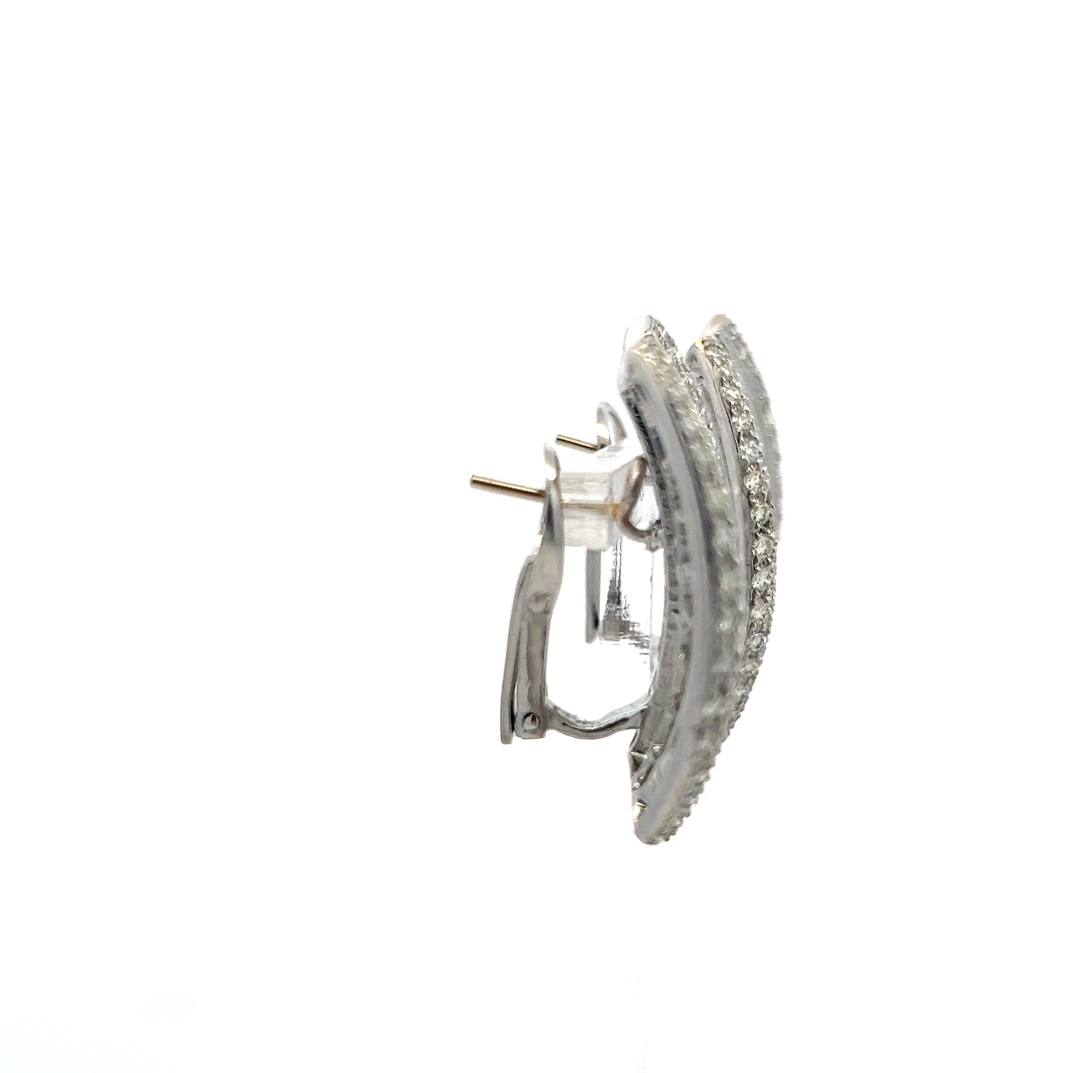 5.90ct Baguette & Round Brilliant Diamond Clip-On Earrings in 18K White Gold